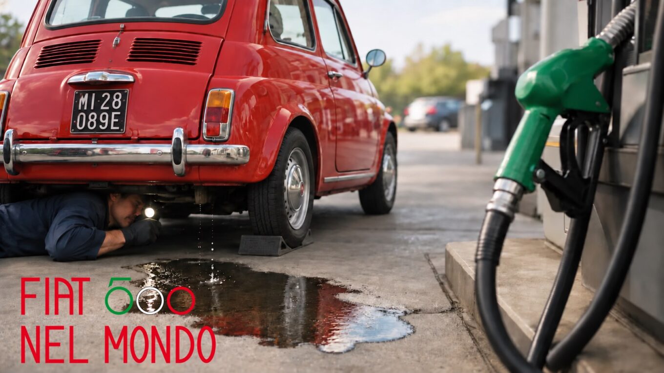 La Fiat 500 d'epoca perde benzina