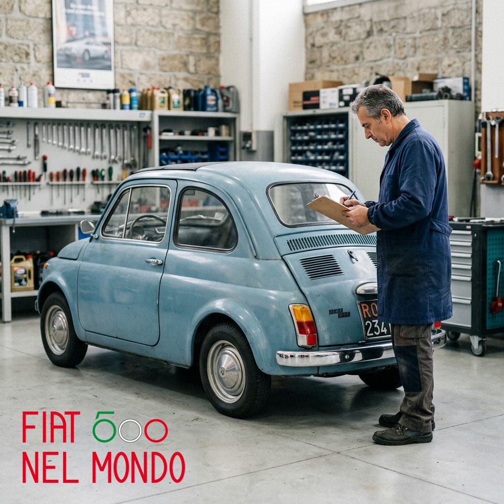 La Fiat 500 d'epoca perde benzina controllo meccanico